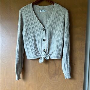 Hollister Cream Cable-Knit Cardigan Sweater